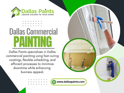 In today’s competitive business environment, first impressions matter more than ever. The appearance of your commercial space plays a vital role in how customers perceive your brand. Investing in Dallas Commercial Painting is not just about improving aesthetics—it’s about creating a strong, lasting impression that reflects professionalism and credibility.

For more Information: https://www.dallaspaints.com/commercial-painting-service-dallas

Dallas Paints
Address: 2427 Allen St, Dallas, TX 75204, United States	
Phone: +12149784400