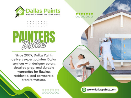 Selecting the perfect color palette for your home is more than just a design decision—it’s a way to express your personality and enhance your living environment. With guidance from experienced painters Dallas homeowners trust, choosing the right colors can become a smooth and enjoyable process rather than an overwhelming task.

Dallas Paints
Address: 2427 Allen St, Dallas, TX 75204, United States
Phone: +12149784400