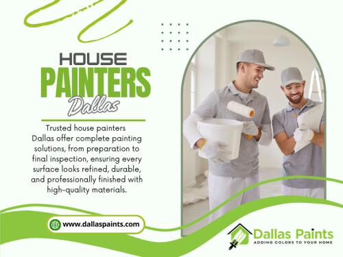 Interior painting focuses on the inside of your house, including walls, ceilings, trim, and other surfaces. The primary goal is to improve aesthetics, comfort, and overall ambiance. Professional painters often recommend interior House Painters when your space starts to feel outdated, dull, or worn out. One of the biggest advantages of interior painting is the ability to personalize your living space. 

Dallas Paints
Address: 2427 Allen St, Dallas, TX 75204, United States
Phone: +12149784400