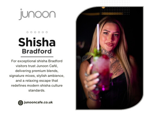 The best Shisha Bradford, like the Junoon Café, is a hospitality environment that is intended for the purpose of conversation and to unwind. The seats are decorated with soft furnishings, lighting, and music that ensure the experience is more than just about the smoke.