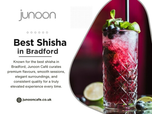 At Junoon Café, we pride ourselves on producing a pleasant, enjoyable smoke that works well for the purposes of conversation and relaxation. It’s for this reason alone that we get the recognition for having the best shisha in Bradford, since first-timers are amazed by the smooth, superior taste of the smoke.

Find us on Google Map: https://maps.app.goo.gl/cK2pitRABFE9HWqS9

Contact: Junoon Cafe
Address: 1st Floor, 156 Grattan Rd, Bradford BD1 2JL, United Kingdom
Phone Number: +441274449066