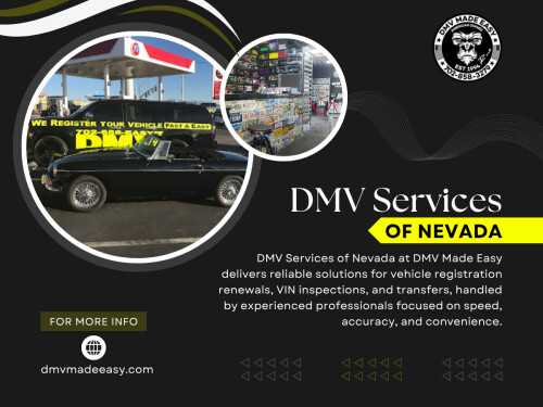 Understanding that doesn’t fix everything instantly. But it does explain why it keeps happening… and why more people are starting to handle dmv services of nevada a little differently now.

Find Us On Google Map : https://goo.gl/maps/BJNY18FeVELkd5ye8

Contact : DMV Made Easy

Address: 8615 W Flamingo Rd, Las Vegas, NV 89147, United States

Phone Number: +17022413662