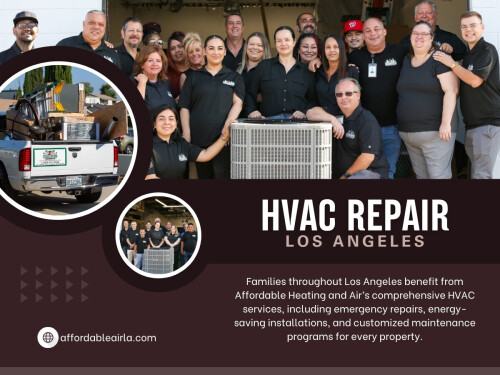 For homeowners looking for reliable HVAC repair Los Angeles services, working with experienced professionals can make all the difference. Companies like Affordable Heating And Air help homeowners stay ahead of unexpected breakdowns by providing dependable service, honest support, and affordable HVAC services designed for the needs of Los Angeles homes.

Find us on Google Map: https://maps.app.goo.gl/AmnAG3GCtMLZFQca6

Contact: Affordable Heating and Air
Address: 9601 Cozycroft Ave Unit 1, Chatsworth, CA 91311, United States
Customer Service: +1-818-722-1332