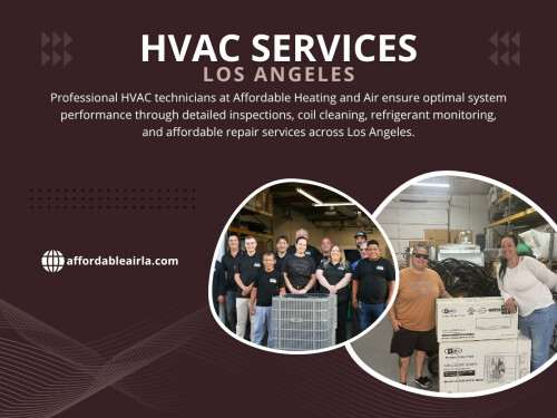 Affordable Heating And Air has built a strong reputation by offering reliable HVAC services Los Angeles homeowners can count on, along with honest support and dependable solutions designed for everyday comfort.

Find us on Google Map: https://maps.app.goo.gl/AmnAG3GCtMLZFQca6

Contact: Affordable Heating and Air
Address: 9601 Cozycroft Ave Unit 1, Chatsworth, CA 91311, United States
Customer Service: +1-818-722-1332