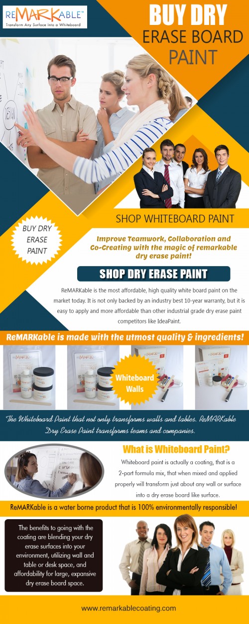 White Board Paint project goes as smoothly as possible at https://www.remarkablecoating.com/buy-whiteboard-paint

Services:-
buy whiteboard paint
buy dry erase paint
buy dry erase board paint
shop whiteboard paint
shop dry erase paint

For more information about our services, click below links-
https://www.remarkablecoating.com/smart-whiteboard-walls/
https://www.remarkablecoating.com/how-it-works/

Whiteboard Wall have always been great to help us create visual aids, understand concepts and brainstorm ideas, and, now, with the combined force of ReMARKable and eBeam, your walls have just got even more powerful. You can transform any surface into a whiteboard wall that uses standard dry-erase pens with ReMARKable’s whiteboard wall paint and with the innovative ebeam SmartMarker you can now capture your notes, share them and stream them directly from your whiteboard surface. The incredible technology will transform all meetings and help to turn your ideas into reality.

Contact Us:- 8009362159

Social:
https://imgur.com/user/whiteboardpaint/posts
https://weheartit.com/whiteboard_paint
https://fancy.com/WhiteboardPaint
https://profile.cheezburger.com/Ideapaint/
https://www.scoop.it/u/whiteboard-paint/curated-scoops