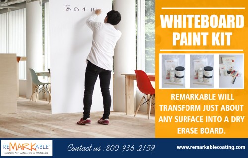 Competitive pricing on premium grade Whiteboard Paint Kit at https://www.remarkablecoating.com/how-it-works/

Services:-
whiteboard paint kit
dry erase paint kit
white board paint kit
whiteboard coating
dry erase coating

For more information about our services, click below links-
https://www.remarkablecoating.com/buy-whiteboard-paint
https://www.remarkablecoating.com/whiteboard-wall-meetings-productive/

Now your whiteboard is ready to utilize, and with the eBeam SmartMarker, you can now make your white boards a lot much more reliable. With the SmartMarker, you can quickly slot in any kind of color of dry-erase pen as well as begin composing, attracting and scribbling on your new white boards wall. The SmartMarker has 5 meters of capture area as well as operates in real time. With Dry Erase Paint Kit and also eBeam SmartMarker you will not just transform any kind of surface area into a whiteboard but capture, record, stream and sync all of your notes with remarkable, ingenious innovation.

Contact Us:- 8009362159

Social:
https://photos.app.goo.gl/8ZWary5WsuJeC8SQ9
https://www.facebook.com/RemarkableCoating/
https://twitter.com/remarkable360
https://www.instagram.com/remarkablewhiteboardpaint/
https://pinterest.com/remarkablepaint/