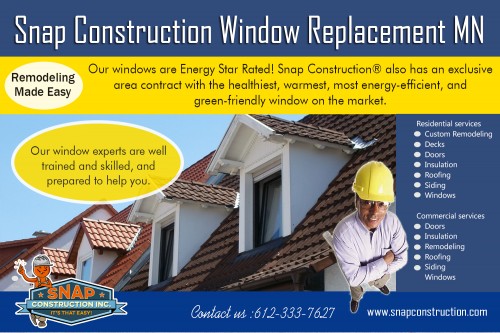 Get Free Estimate with Snap Construction roofing contractor Minneapolis MN AT http://www.snapconstruction.com/roofing-contractor-minneapolis-mn/
Find us on Google Map : https://goo.gl/maps/fvvRwaX5SRt
deals in : 
Snap Construction roofing contractor minneapolis mn
Snap Construction Roofing company minneapolis mn
Snap Construction Minneapolis roofers
Snap Construction Roofing minneapolis mn
Snap Construction  Minneapolis roofing

We only provides you with a lifetime warranty, but it also boastsa highly skilled workforce, each of whom is capable of getting the job done perfectly. Moreover, the company itself is licensed for roofing, which provides these Snap Construction roofing contractor Minneapolis MN with the credibility you should expect when making such an important decision. A commercial is only as good as the workers who install the roof, so when selecting a roofing contractor you should ask what types of safety training the company provides to their workers, with and what industry programs they have attended.
Add : 8200 Humboldt Avenue South #120, Minneapolis, MN 55431, USA
Ph. No. : 612-333-SNAP (7627)
Mail : contact@snapconstruction.com
Hours : 
Monday – Friday 8:00 AM – 8:00 PM
Saturday – 8:00 AM – 5:00 PM

Social : 
http://profile.cheezburger.com/MinneapolisRoofing/
http://www.purevolume.com/Minneapolisroofing
https://ello.co/snapconstruction