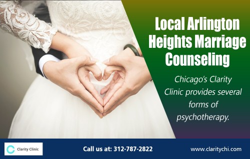 Local Arlington Heights marriage counseling for psychological counseling AT https://claritychi.com/location/arlington-heights-il/
Find us on Google Map : https://goo.gl/maps/eMBEtFrY1Sn
Deals in : 
Local arlington heights marriage counseling
heights marriage counseling near arlington 
Local arlington heights Couples Counseling
Couples Counseling near arlington heights
Couples Counseling

Life is full of challenges. The challenges can be social, emotional, physical and external factors originating from the society. Most of us are able to cope with our problems and often overcome pain and grief caused by these internal or external factors. Those who are unable to cope with problems of life due to various reasons need Local Arlington Heights marriage counseling to heal and move in life.
Address : 2101 S Arlington Heights Rd suite 116, Arlington Heights, IL 60005
Website : https://claritychi.com/location/arlington-heights-il/
Business Primary Phone Number : (847) 666-5339
Hours : Sat to Sun 9AM–5PM , Mon To Fri 7AM–9PM
Emaild: rreddy@clarityah.com
Social : 
https://start.me/p/ELERwB/local-arlington-heights-therapy
https://www.instagram.com/arlingtonheight/
http://digg.com/u/couplescounseling
http://ttlink.com/clarityclinic
