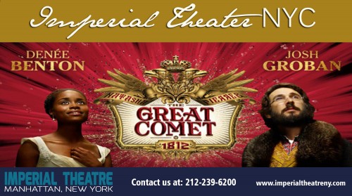 Feel comfortable and secure while booking Imperial Theater NYC to shows at http://www.imperialtheatreny.com/

Find Us here ...
https://goo.gl/maps/qyDqGMaJomp

Services 
Imperial Theatre
Imperial Theater NYC

Address-  
249 West, 45th Street, Manhattan, New York City, NY 10036, United States
General Information: 212-239-6200

The Imperial Theatre has said to be among the ideal Broadway Theatre's, for its size, location as well as format. This beautiful structure can hold up to 1417 participants as well as brings some of the most effective performances to showcase to dedicated musical followers. You can acquire tickets by clicking the huge "Buy Ticket" photo above, or you could purchase tickets directly on the Imperial Theatre efficiency Arrange web page by clicking the "Buy Ticket" button in each listing.

Social:
https://imperialtheatre.hatenablog.com/
https://vimeo.com/imperialtheatre
http://imperialtheatre.bravesites.com/
http://imperialtheatre.doodlekit.com/
https://mifudikome.wixsite.com/imperialtheatre