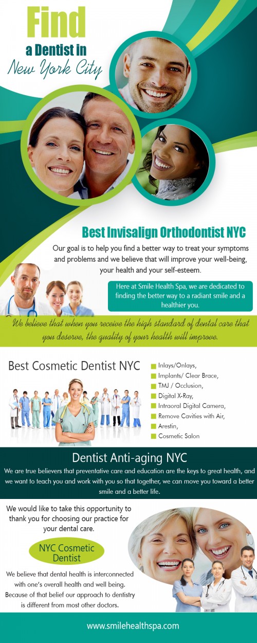 Get the beautiful smile with Dentist NYC for adults  AT  http://www.smilehealthspa.com/our-office/

Find Us: https://goo.gl/maps/gvMQLAu8a9p
Deals in .....
dna appliance for adults cost
Dna appliance
homeoblock for adults cost
Homeoblock
Nyc Cosmetic bonding

Dentist NYC advise parents to take their children to see orthodontist at the earliest signs of orthodontic issues, or by the time they are seven years old. A younger child can achieve more progress with early treatment and the cost is less. If it is determined that early treatment is not necessary, the child can be monitored until treatment is necessary. The growth of the jaw and the facial bones can make a big difference in the type of treatment required.

business name- Irene Grafman DDS - Smile Health Spa
Street Address: 120 East 36th Street ,Suite 1F ,New York, NY 10016
Business Number:  (212)532-5377
Fax# : (212)532-5371
Year Established: 1998
Primary Email Address : docgrafman@aol.com
Hours of Operation: Monday 10-6, Tuesday 10-6, Wednesday 10-6

Social---
https://list.ly/lasdef7
https://profiles.wordpress.org/nycinvisalign/
https://www.ted.com/profiles/10013271