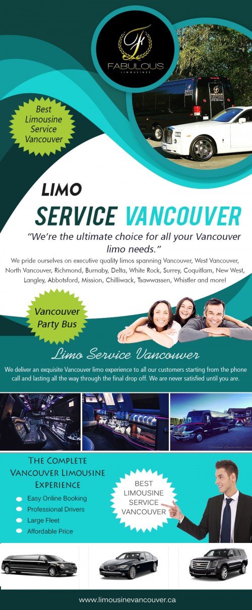 Affordable limousine service is full of fun and fantastic features at https://www.limousinevancouver.ca/

Company Owner/Contact Person: Vick Raj
Business Name: Fabulous Limousines Vancouver
ADDRESS- 741 W. 57th Ave #7 Vancouver BC V6P 1S2 Canada
Street Address: 741 W. 57th Ave
Suite/Office (if any): 7
City: Vancouver, State: BC, Zip/Postal Code: V6P 1S2
Business Primary Phone Number: (778) 288-5466
Business Category: Limousine Service, Airport Shuttle Service
Primary Email Address : info@fabulouslimousines.ca
Products/Services – limousine service, party bus service, sedan service, airport transportation, whistler transportation
Year Established: 2011
Hours of Operation: 24 hours a day / 7 days a week / 365 days a year
Languages Spoken: English
Payment Methods Accepted: cash, debit, credit
Service Areas: within 100 km of my address

Our Service:

Vancouver limo
limo Vancouver
limousine Vancouver
Vancouver party bus
limo service Vancouver
Vancouver limousine service
affordable limousine service
best limousine service Vancouver

Limos are considered luxurious vehicles because of how comfortable they are designed to be. They are however not your every day car since they are expensive to buy and maintain. This should however not be the reason as to why you can't enjoy the luxury of an affordable limousine service once in a while. 

Social: 
https://twitter.com/limousine_info
https://www.facebook.com/FabulousLimousines
https://www.google.ca/search?hl=en-GB&dcr=0&q=Fabulous%20Limousines%20Vancouver&sa=X&ved=0ahUKEwj-1ojzmLHaAhUD0oMKHdKcARkQvS4IOzAA&biw=1600&bih=769&npsic=0&rflfq=1&rlha=0&rllag=49222177,-123050507,5156&tbm=lcl&rldimm=6453307451013039969https://www.instagram.com/fabulous.limousines/
https://sites.google.com/view/limovancouver/vancouver-limo