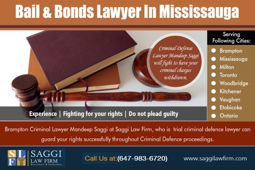 Tips For Selecting A Bail Hearing Lawyer Brampton at http://saggilawfirm.com/about-us/

Our Service: 
Brampton Courthouse Bail Hearing
Bail & Bonds Lawyer In Brampton
Bail & Bonds Lawyer In Mississauga 

ADDRESS--	
2250 Bovaird Dr E #206, Brampton, ON L6R 0W3, Canada

WEBSITE-	saggilawfirm.com
PHONE-		+1 647-983-6720

The laws vary from state to state. In some states, it is permitted for them to use any means of apprehending jumpers, even breaking and entering was permitted. In most states, it still is legal to break and enter in order to apprehend jumpers, as long as the residence belongs to the person they wish to apprehend. Gun laws normally apply, so in order to cross the state line carrying a gun; Bail Lawyer Brampton must get a permit in most cases.

Social:
https://www.yelloyello.com/places/saggi-law-firm-brampton
http://www.lacartes.com/business/Saggi-Law-Firm/661878
http://www.lacartes.com/business/Mandeep-Saggi/628315
https://mappca.com/l6r-0w3-i383840.html
https://www.storageplusmovers.co.uk/storage-removals-search
https://criminalharassmentlawyerbrampton.wordpress.com/
https://criminalharassmentdefencebrampton.wordpress.com/
https://bestdrugattorneysnearme.wordpress.com/
https://goodlawyersfordrugchargesnearme.wordpress.com/
https://weaponassaultdefencelawyersnearme.wordpress.com/