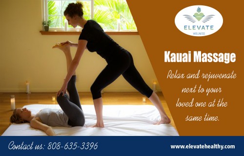 Get pampered with a beach massage Kauai at one of the best day spas at https://www.elevatehealthy.com/product/beachside-massage-kauai/

Find Us: https://goo.gl/maps/1mPkaXb63Q52

People who have chronic pain can get a doctor's prescription for massage treatments and may even be able to offset some of the cost with insurance. If you need this type of massage work, then it is best to go to a professional beach massage Kauai. You could try to perform deep tissue techniques yourself, but there is a greater risk of injuring yourself. These more advanced massage services are better left to professionals.

Street Address:	Hotel Coral Reef, 4-1516 Kuhio Hwy, Suite C, 
City: Kapaa, 
Country: Hawaii 
Postal Code: 96746

Phone Number: 808-635-3396

Social:

http://twitter.com/massageinkauai 
http://plus.google.com/114653078591640525894 
http://www.pinterest.com/massagesinkauai 
https://www.youtube.com/channel/UCKQomnzMyc3Fc2Pf9vCGOfg 
http://www.diigo.com/profile/massagesinkauai