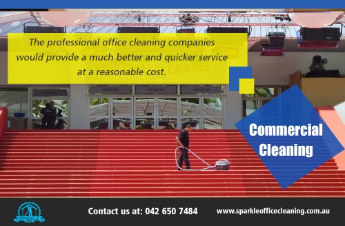 Hiring Commercial Cleaning Services Melbourne that Works Best for You at http://www.sparkleofficecleaning.com.au/commercial-cleaning/

Find Us here ...
https://goo.gl/maps/skwUBJPKpAU2

Our Service:
office cleaners melbourne 
office cleaning melbourne 
commercial cleaning melbourne 
commercial cleaners melbourne
commercial office cleaning melbourne
commercial cleaning services melbourne 
office cleaning companies melbourne
office cleaning services melbourne
commercial cleaning
office cleaning 
office cleaning melbourne cbd
office cleaning dandenong

Just by delegating the job of cleaning to some professional Commercial Cleaning Services Melbourne, you would not only save money but also valuable time which can be put into other important responsibilities. In case if some of your employees have been assigned with this job, they would charge extra for this addition job role. Moreover, they would be avoiding their usual job assignments and waste most of their time imparting this role. But with the involvement of the office cleaning service there would be no such problems.

Contact Us: 
French St, Victoria, Australia Victoria 3074
Phone: 042.650.7484
Email: melbournesparkle@gmail.com

Hours: 

Sunday
Closed

Monday, Wednesday, Saturday
8AM–6PM

Tuesday, Thursday, Friday
8AM–5PM

Social: 
https://www.pinterest.com/Bond_Cleaning/
https://www.4shared.com/u/_fTDVh9Q/bhupesh.html
https://www.clippings.me/bondcleaningservices
https://www.thinglink.com/cleaningsparkle
