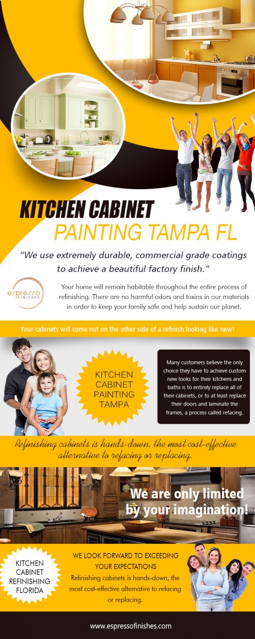 Cabinet painting Tampa FL at an affordable price offerat https://espressofinishes.com/about-us/

Find Us here..
https://goo.gl/maps/QinGpJbsPHr

Products/Services –
Cabinet Refacing
Kitchen Cabinet Refacing
Bathroom Cabinet Refinishing 
Bathroom Cabinet Painting

Remodeling your kitchen can be a very large job, and there are many important aspects to take into consideration when remodeling. By cabinet painting Tampa FL you can add value to your home, and at the same time save money with energy efficient kitchen appliances, or by replacing your drafty kitchen windows.

Contact Us: 333 N Falkenburg Rd #B-221, Tampa, FL 33619, USA
Phone Number: (813) 444-2721
Email Address : info@espressofinishes.com

Social:
https://twitter.com/cabinet_rfacing
https://www.instagram.com/tampacabinetrefacing/
https://plus.google.com/u/0/113105570415921402680
https://www.youtube.com/channel/UC7KDZLtMxvZHAISIBaZyVIQ
https://pathbrite.com/cabinet_rfacing/profile