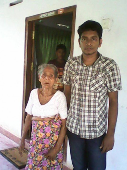 K.K.T Madhusanka with Grand Mother in Katuwana, Hambanthota