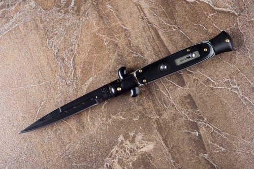 switchblade stiletto automatic knife black whitewall