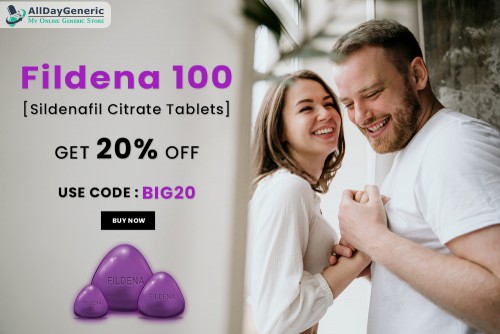 Buy Fildena 100 mg pill manufactured by Fortune Healthcare Pvt. Ltd. to Cure ED (Erectile Dysfunction) at the Best price in USA, UK, Australia, France, with using 20% Discount on your Frist Order. It is an alternative pill of Viagra purple which contains Tadalafil as an active ingredient. Product with best reviews.