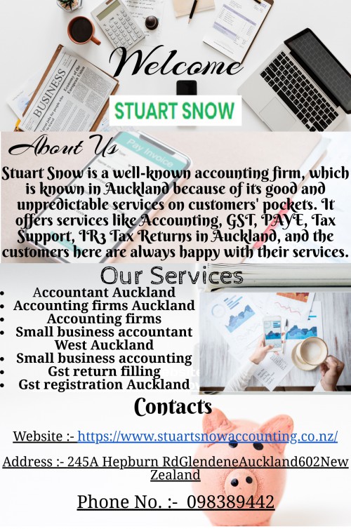 If you are looking for a team of reliable, approachable, and proactive accountants in West Auckland who will do more to your needs. Then contact STUART SNOW today.

https://www.stuartsnowaccounting.co.nz/