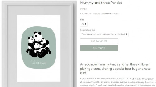 An adorable Mummy Panda and her three children playing around, sharing a special bear hug and nose kiss! Personalised Mother's Day art print gift.

At Purple and Sage, I want to create beautiful simple art prints to suit any nursery or playroom with the option to personalise not only your child’s name, date of birth or with a quote but also the colour ways to suit the colour scheme chosen for your little one’s room. Thank you for visiting my website, I hope you enjoy taking a look at my artwork and if you have any questions or would like to know more information about any product please get in contact. I have lots of exciting ideas to come at Purple & Sage and I hope you enjoy following me on this journey.

#Nurseryprints #Nurseryartprints #babyprints #birthdayprints #animalartwork #moonandstars #rainbowprints #Nurserydecor #newborngifts #playroomart #playroomdecor #bunnies#woodlandprints #woodlandart #printcollection #sunshine

For more info:-https://www.purpleandsage.co.uk/collections/mothers-day-collection/products/mummy-and-three-pandas