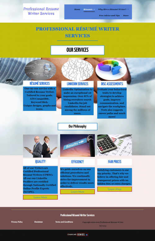 We offer Best Custom-made resume writing and Professional cv writing services. We continually strive for improvement in order to deliver results more effectively. All of our Writers are Certified Professional Résumé Writers.

Read more:- https://www.professionalresumewriterservices.com/services

#Professionalresumewriterservices #Resumewritingservices #Custommaderesume #Professionalresumewriters. #Bestresumepackages #Discassessments #CVwritingservice #Professionalcvwritingservice #RésuméandLinkedInpackage #LinkedInanddiscassessmentpackage #Custommaderesumewriting