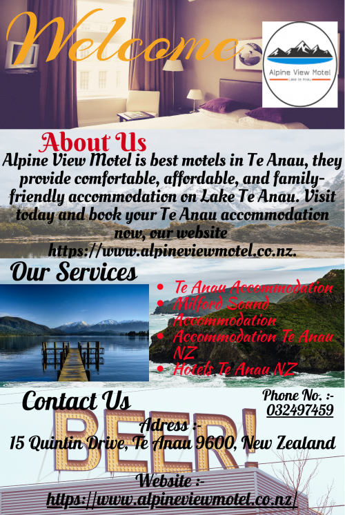 Looking for best and affordable Te Anau accommodation, then go for Alpine View Motel. We offer a range of quality accommodation options suited to visitors, competitors and those just passing through. Book now and visit our website and get the best deal from us.

https://www.alpineviewmotel.co.nz/