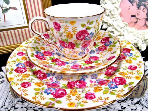 etsy.com Royal Stafford tea cup and saucer JUNE ROSES 87a7d10c3cc8a94a88f3a3dbb725c2d4