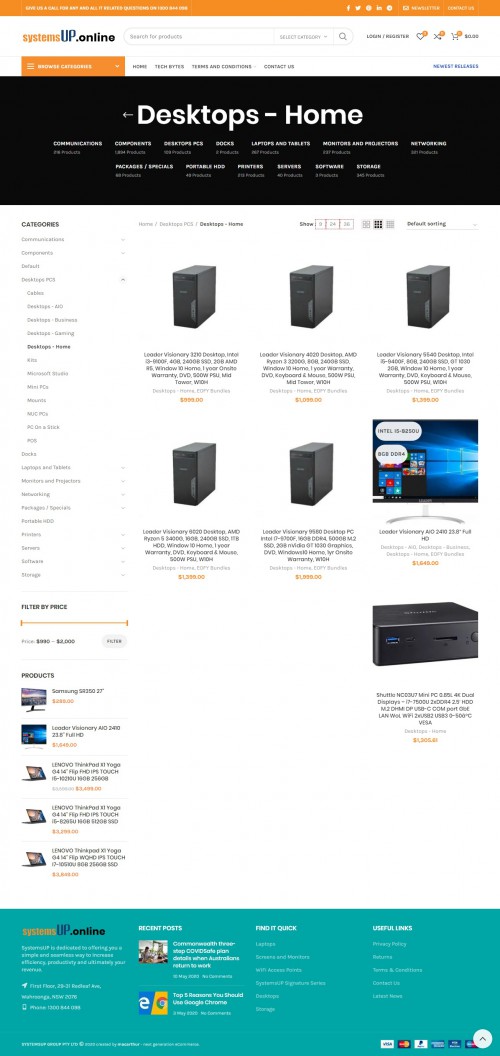Find the best desktop computers for your home or office. We sell online Home Desktops at affordable rates. We sell online best Home desktop computers in Australia. 

SystemsUP is dedicated to offering you a simple and seamless way to increase efficiency, productivty and ultimately your revenue.

Web:- https://systemsup.online/product-category/desktops-pcs/desktops-home/