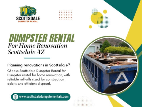 For that reason, Dumpster rental for home renovation Scottsdale AZ should be considered according to the demolition involved, not just the size of the room being renovated.

Scottsdale Dumpster Rental
Address: 4141 N Scottsdale Rd, #308, Scottsdale, AZ, 85251, USA
Phone: (602) 483-6363