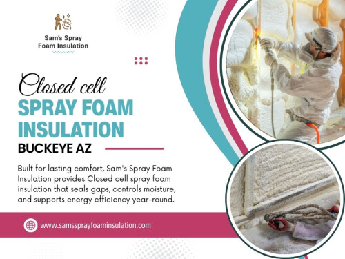 Closed-cell foam is denser and more rigid after it cures. It generally expands less than open-cell foam, which can be useful where available space is limited. When considering Closed cell spray foam insulation Buckeye AZ, homeowners may want to discuss applications where density and moisture resistance are important factors.

Address: 220 S 4th St,#8,Buckeye,AZ,85326,USA
Phone no: +1(623) 239-5345