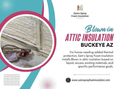 Blown-in insulation is often considered for attics with broad, open areas. The loose material can spread across the floor and work around framing, helping create more consistent coverage. That makes Blown in attic insulation Buckeye AZ an option worth discussing when an attic has the right layout.

Address: 220 S 4th St,#8,Buckeye,AZ,85326,USA
Phone no: +1(623) 239-5345