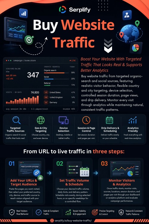 For businesses looking to buy website traffic, the important part is having a clear reason for bringing additional visitors to the site. Serplify can form part of a broader traffic strategy, but the business still needs to know its audience.

Read Our Blogs:
https://serplifyofficial.wordpress.com
https://serplifyio.weebly.com/
https://serplifyio.medium.com/

More Links:
https://igli.me/serplifyio
https://dzone.com/users/5579236/serplifyio.html
https://sketchfab.com/serplifyio