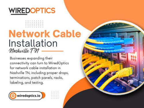 A proper Network cable installation nashville tn project should therefore involve more than pulling cable from one point to another. A growing company may therefore use both rather than treating copper and fiber as competing choices.

Click here for more information: https://wiredoptics.io/fiber-optic-services/

WiredOptics

Address: 1801 West End Ave #1057, Nashville, TN 37203
Phone: +1(615) 246-6616
Find Us on Google Map: https://maps.app.goo.gl/NAxtwVznMcWLC4bs5
