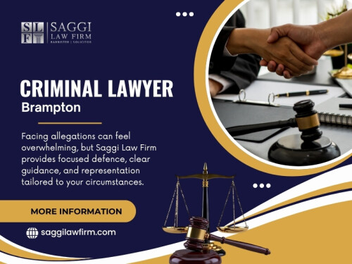Choosing legal representation deserves careful thought, especially when the consequences of a criminal charge can extend beyond the courtroom. The right Criminal Lawyer Brampton should bring relevant experience, clear communication, careful preparation, and a professional approach to the matter.


Contact :   Saggi Law Firm
Address:  2250 Bovaird Dr E Suite401, Brampton, ON L6R 0W3, Canada
Phone: 647-983-6720

Find Us On Google Map: https://g.page/saggi-law-firm