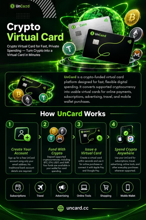 A crypto virtual card offers another route. It can connect crypto-funded balances with ordinary card payments, giving users a way to handle online expenses without depending on a traditional bank card for every purchase.
