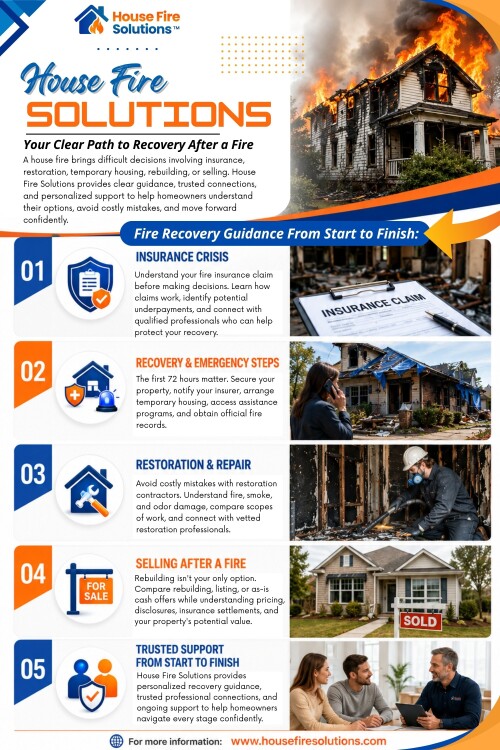 House Fire Solutions provides homeowners with additional information that can help them organize the stages that follow a residential fire.
Official Website: https://www.housefiresolutions.com/resources/steps-after-house-fire

House Fire Solutions
Phone: (866) 934-1703

Read Our Blogs:

https://housefiresolutionsservices.tumblr.com
https://housefiresolutions.weebly.com/
https://housefiresolutions.wixsite.com/fireinsuranceclaims

More Links:

https://www.buzzfeed.com/housefiresolutions
https://www.anime-planet.com/users/housefiresolutions
https://www.apsense.com/user/housefiresolutionsservices