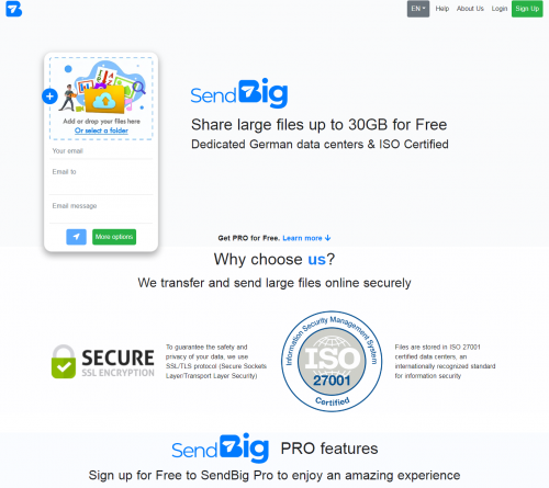 Send big the easiest way to Send files for Free. We transfer files securely up to 30gb. Zippy share large file & videos online. Mega file sharing just like mediafire

Read more:- https://www.sendbig.com/

SendBig is the simplest free way to send and share big files anywhere in the world, without limitations on the size or number of files. You control every detail while we transfer your files!! SendBig uses the latest and fastest cloud technology to store your files safely in our dedicated data centers located in Germany, which are ISO 27001 certified.

#Sendbigfiles #Sendbigfilesfree #Sendbigemail #Transferbigfilefree #Sendingbigfilefree #Sendlargefilesfree #Transferlargefilefree #Howtosendbigfiles #Bigfiletransfer #Sendlongvideos #Wetransfer #Mediafire