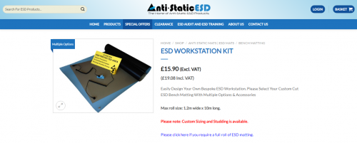 Get all the equipment you need for your workstation with our easy to use ESD Workstation Kits. You can select custom cut matting & multiple other options & accessories.

Read more:- https://www.antistaticesd.co.uk/shop/anti-static-esd-mats/bench-matting/esd-workstation-kit/

When it comes to finding top quality ESD products, look no further than our team at Anti-Static ESD. As purveyors of the finest quality ESD stock in Europe, we take our role as one of the leading suppliers of quality static control products incredibly seriously. It is this dedication and professionalism that makes us one of the best choices around for all of your anti static products needs.
 
#antistaticmat #esdmat #antistaticbag #ESDClothing #esdflooring #antistaticfloortiles #esdfloortiles #esdchair #esdworkbench #esdbench #staticshieldingbags